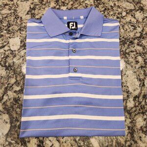FootJoy FJ Mens Polo Shirt M Purple White Peach Golf Striped Laconia C.C. EUC